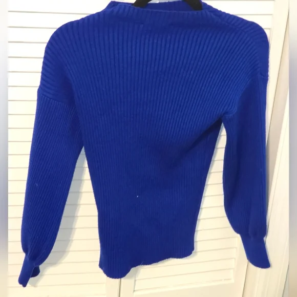 INC International Concepts Blue Ribbed Sweater Women’s Small - Picture 1 of 5